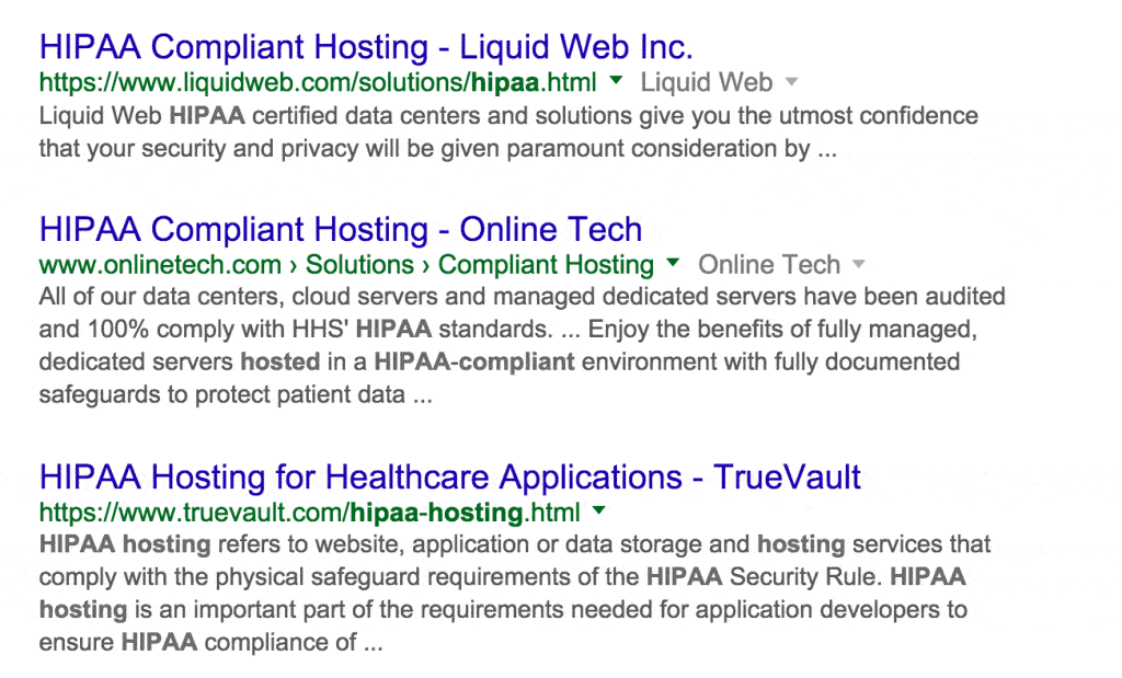 hipaa compliant hosting search results