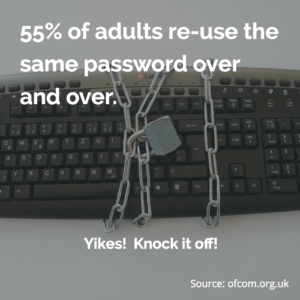 55% of adults re-use the same password over and over