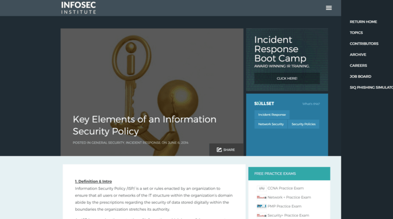 key elements of an information security policy