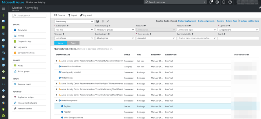 azure hipaa compliant logging