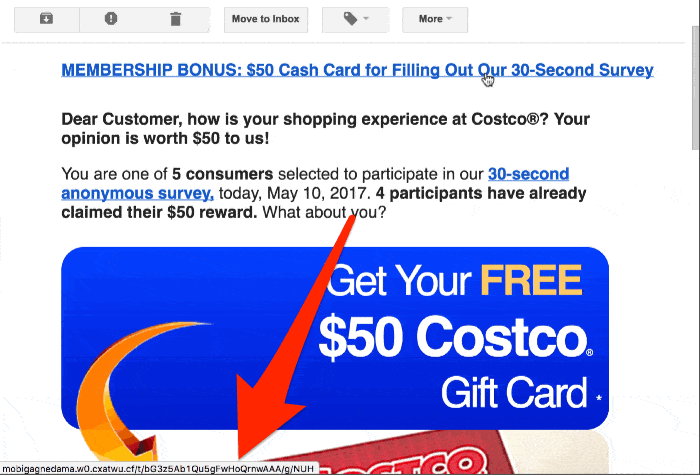 important phishing tip costco hover