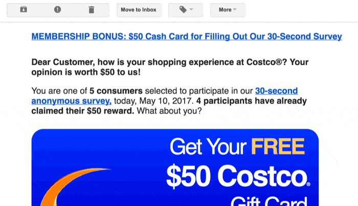 important phishing tip costco phish