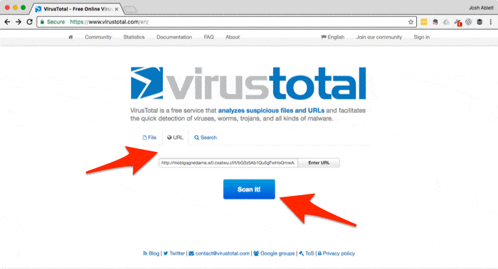 important phishing tip virus total