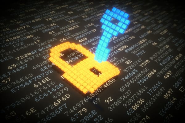 Encryption lock and key symbolizing secure email and texting under SEC cybersecurity guidance