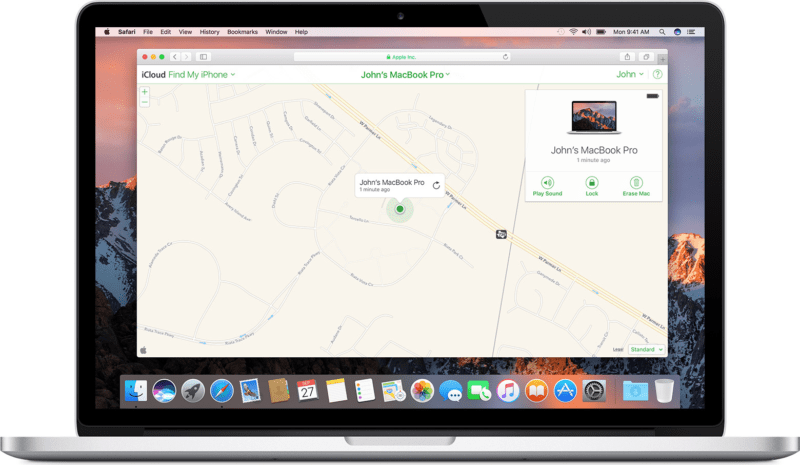 Find My Mac device tracking feature used to protect PHI and support HIPAA compliance