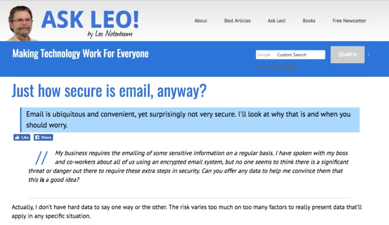 Screenshot discussing email security risks and HIPAA compliance relevance for Microsoft 365 users.