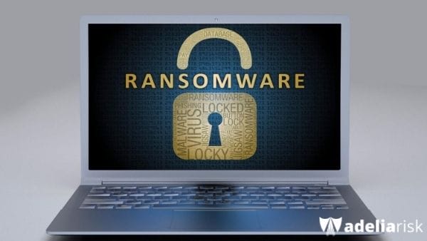 Laptop screen showing ransomware lock symbol for cybersecurity preparedness