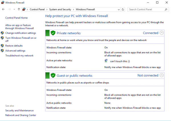 Windows 10 Firewall settings enabled to block unauthorized apps and improve cybersecurity