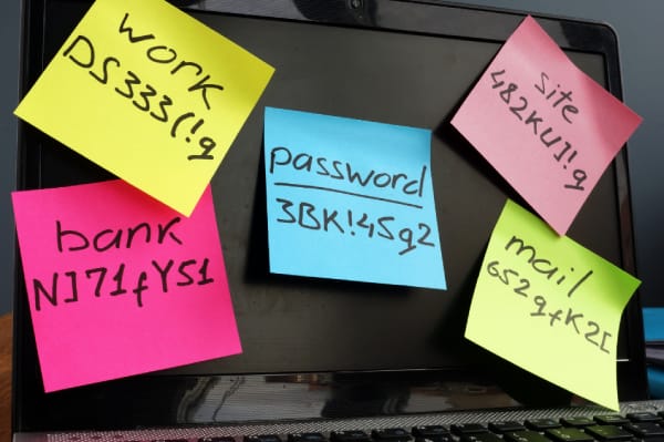 Weak password practices like writing passwords on sticky notes increase WordPress hack risk