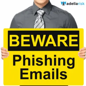 Alert sign reading “Beware Phishing Emails” as warning of the top cyberattack risk for RIA firms