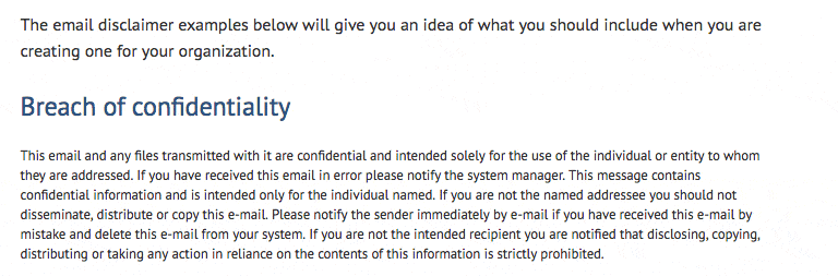 Example of HIPAA email disclaimer to protect confidentiality in Gmail communications.
