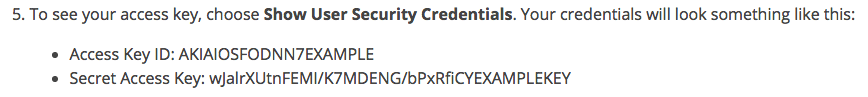 Example of AWS access key ID and secret key highlighting cloud credential security risks