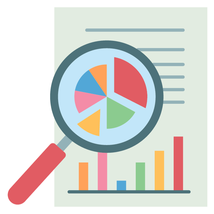 HR phishing report mechanism illustration with magnifying glass and data chart