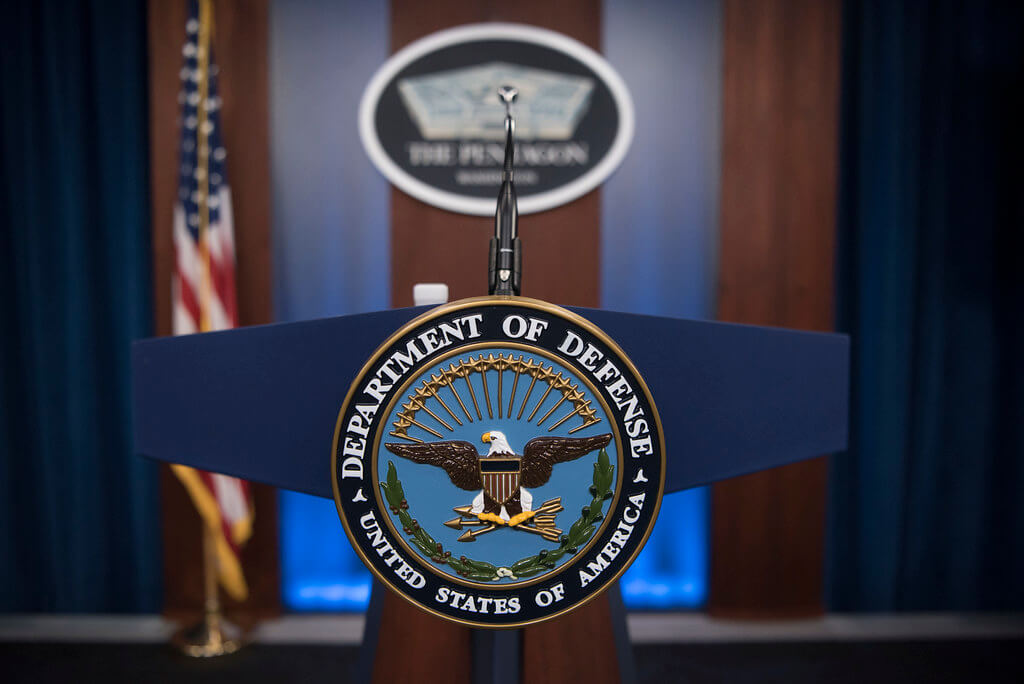 U.S. Department of Defense podium symbolizing CMMC Level 2 compliance requirements for contractors