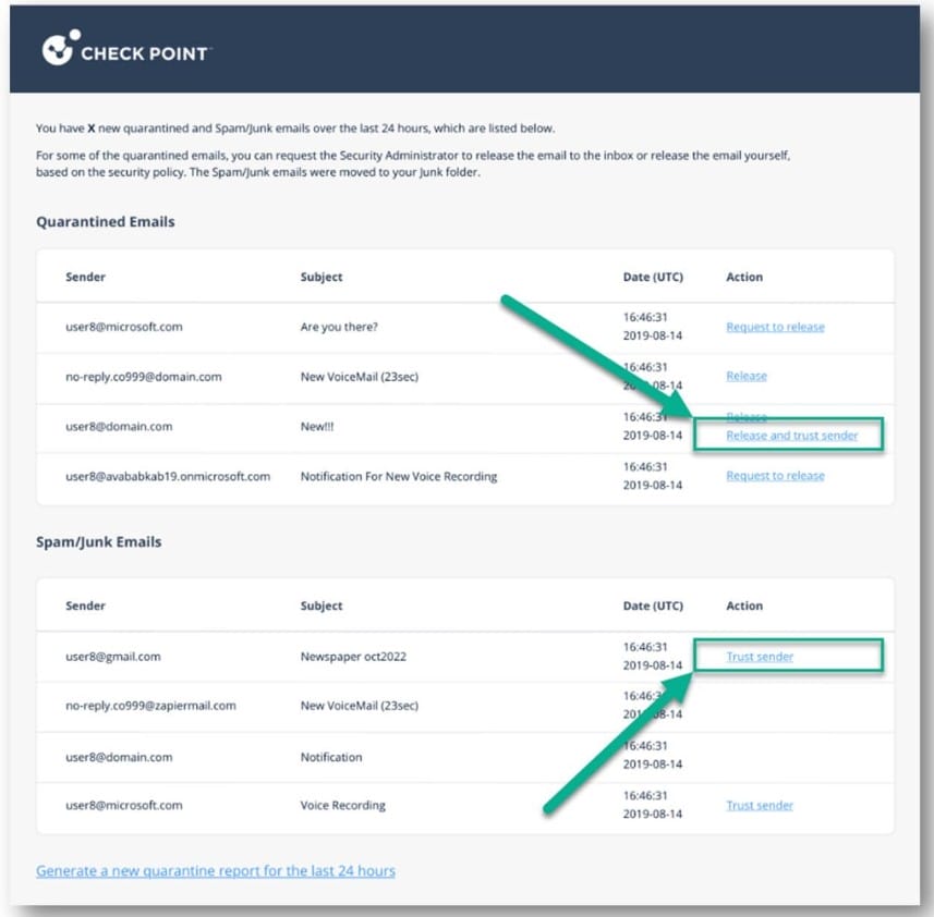 Check Point quarantine interface or cybersecurity alert