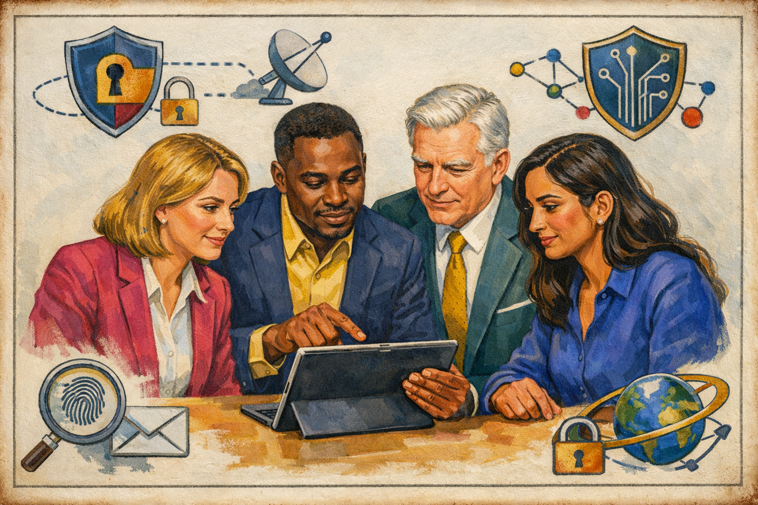 Enterprise team reviewing an AI acceptable use policy to manage generative AI security and compliance risks