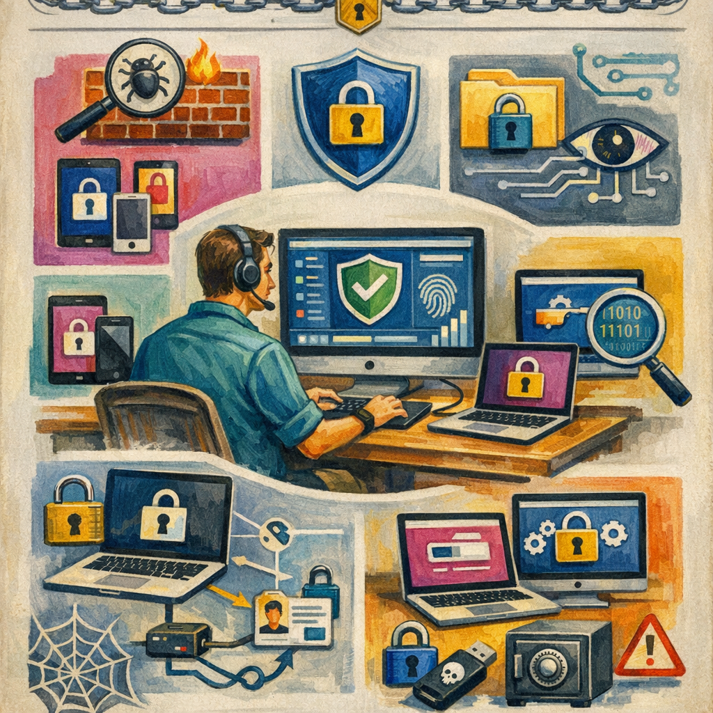 IT administrator managing macOS security settings across company-managed Mac devices