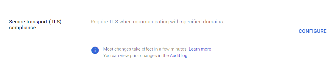 Google Admin Console screenshot: Sensitive Data Sent via Encrypted Means Only at Apps > Google Workspace > Gmail > Compliance (for TLS enforcement) and Apps > Google Workspace > Gmail > Routing (for routing rules)