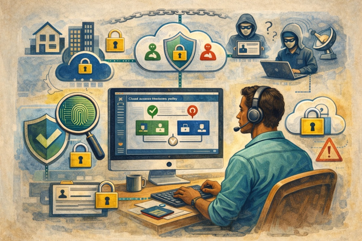 IT administrator configuring Microsoft 365 conditional access policies to prevent unauthorized account access